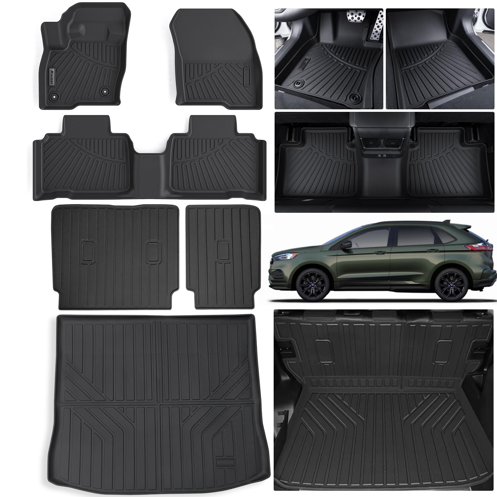 Photo 1 of *****Photo and description are for reference only*********SANBAN Floor Liners & Cargo Liners & Backrest Mat for 2015-2024 2025 Ford Edge,TPE All Weather Protection Car Floor Mats with Trunk Mat Covering The Backrest