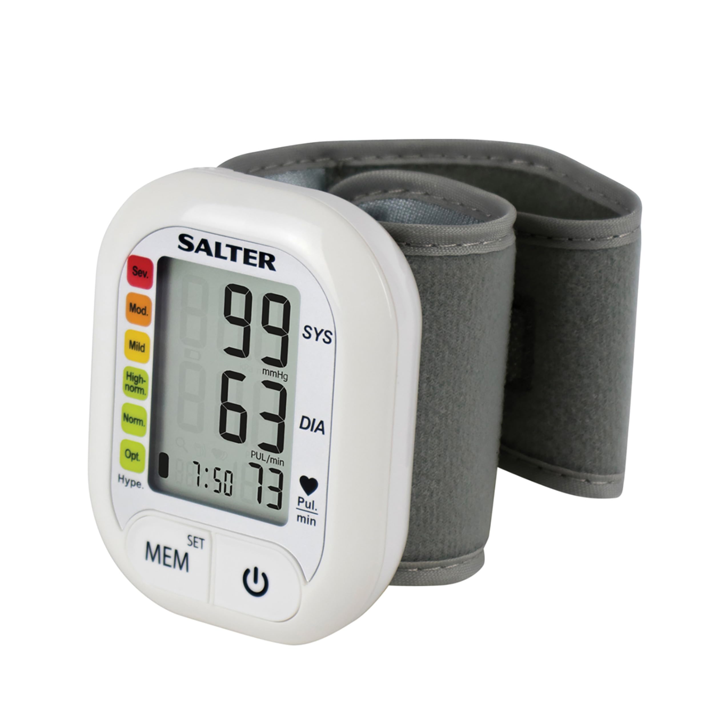 Salter BPW-9101-EU Automatic Wrist Blood Pressure Monitor, Single User 60 Memories, Compact and Portable, Irregular Heartbeat Detection, One Button Measurement, Adjustable Cuff, Low Battery Indicator