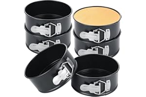 STARVAST 6 Pack 6 Inch Springform Pan - Non-Stick Mini Cheesecake Pans with Removable Bottom - Carbon Steel Leakproof Cake Mo