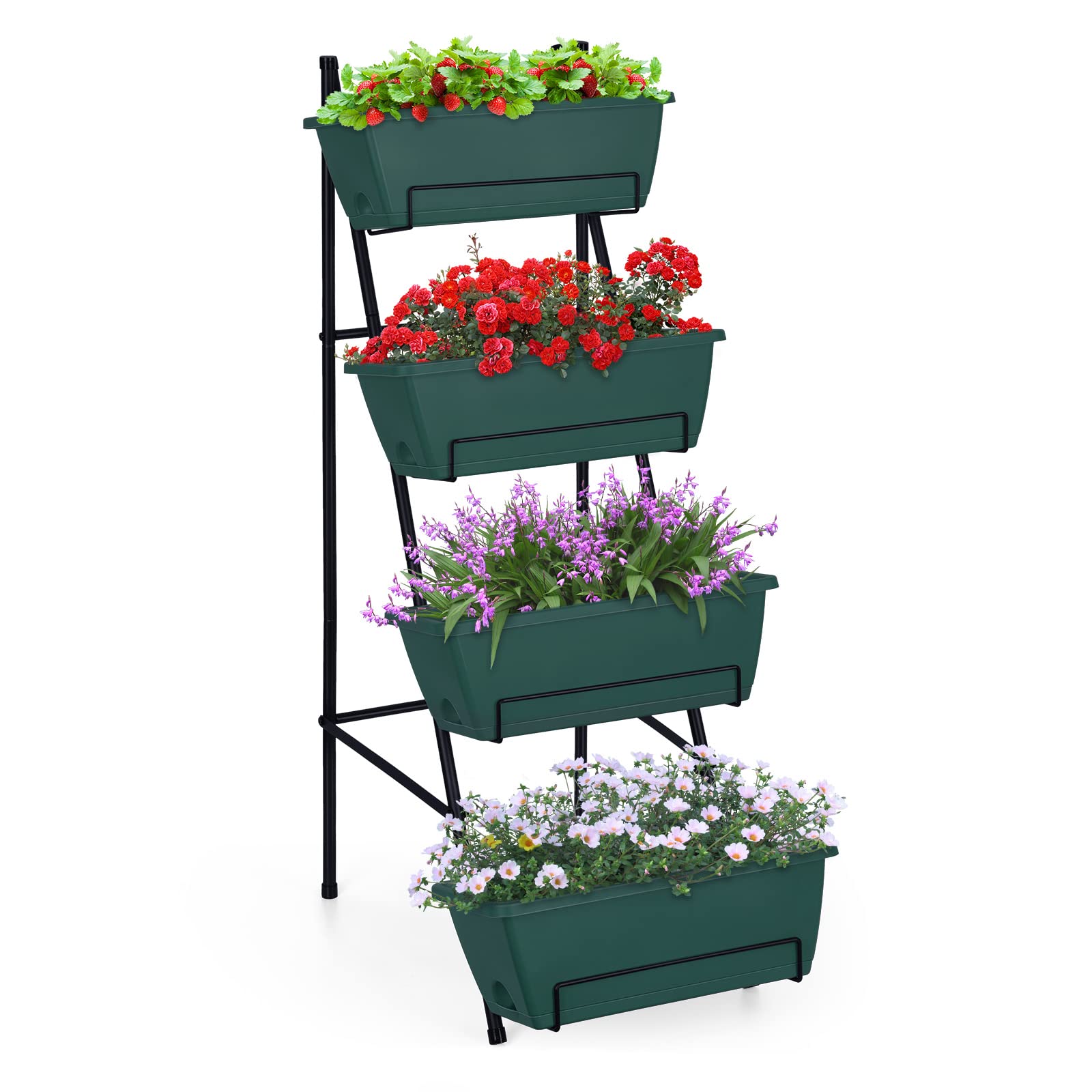 Photo 1 of OYEAL Raised Garden Bed 4 Tier Vertical Garden Planters Indoor Outdoor Raised Planter Box with Legs Elevated Herb Garden Planter for Flowers Vegetables Plants, Green