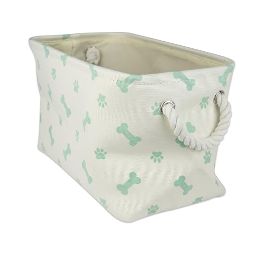 Bone Dry Pet Storage Collection Paw and Bone Print, Small Rectangle, 14x8x9", Mint