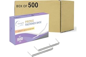 OLYMPX 500 Pcs of 1” Capacity Premium Metal Prong Paper Fastener Bases, 2.75 Inch Base for Paper File Clip Folder Accessories, Pack of 5 Boxes, 100 Bases per Box