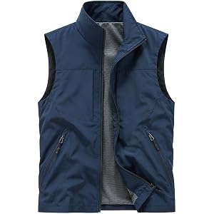 FILEXTY Men's Softshell Vest Lightweight Windproof Sleeveless Jacket with 4 Zipper Pockets for Golf, Travel, Hiking & Work