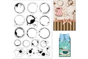 GLOBLELAND Tea Stains Clear Stamps Coffee Stains Background Silicone Stamp Spill and Splatter Transparent Stamp for Scrapbook Journal Card Making 4.3 x 6.3 Inch