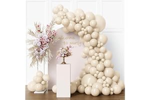 RUBFAC 87pcs Sand White Balloons Different Sizes 18 12 10 5 Inch for Garland Arch White Sand Party Latex Balloons for Birthday Party Graduation Wedding Anniversary Baby Shower Party Decoration