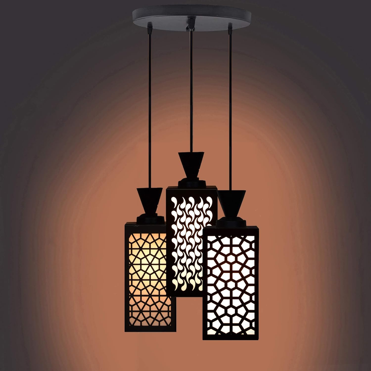 Buy Sanidhya Three Light Creative Wooden Pendant Ceiling Light Lamp and