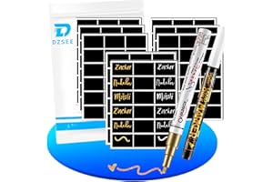 DZSEE Chalkboard Labels 144 Pcs with 2 Chalk Markers, Reusable, Waterproof Chalk Stickers for Jars, Containers, Storage Bins, Pantry, Parties, Weddings, Home & Kitchen Organization