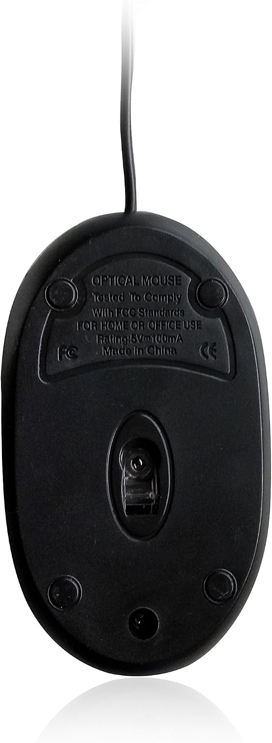 Ewent EW3174 Mini Optical Mouse, 1000dpi, 1.15m Cable, Black, Transparent - Image 5
