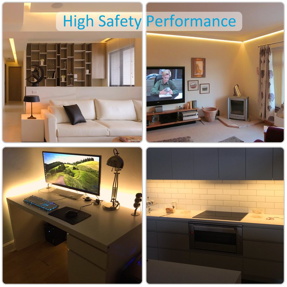 LEDMO LED Light Strip, 600 Units SMD2835 LEDs LED Tape, Warm White 3000K 16.4Ft LED Strip light+DC12V 5A Power Supply