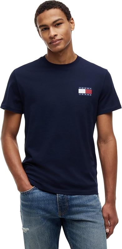 T-Shirt da Uomo Tjm Slim 2pack Ess Flag Tee Extdm0dm22143, Dark Night Navy/Ecru, L — foto 6 di 7