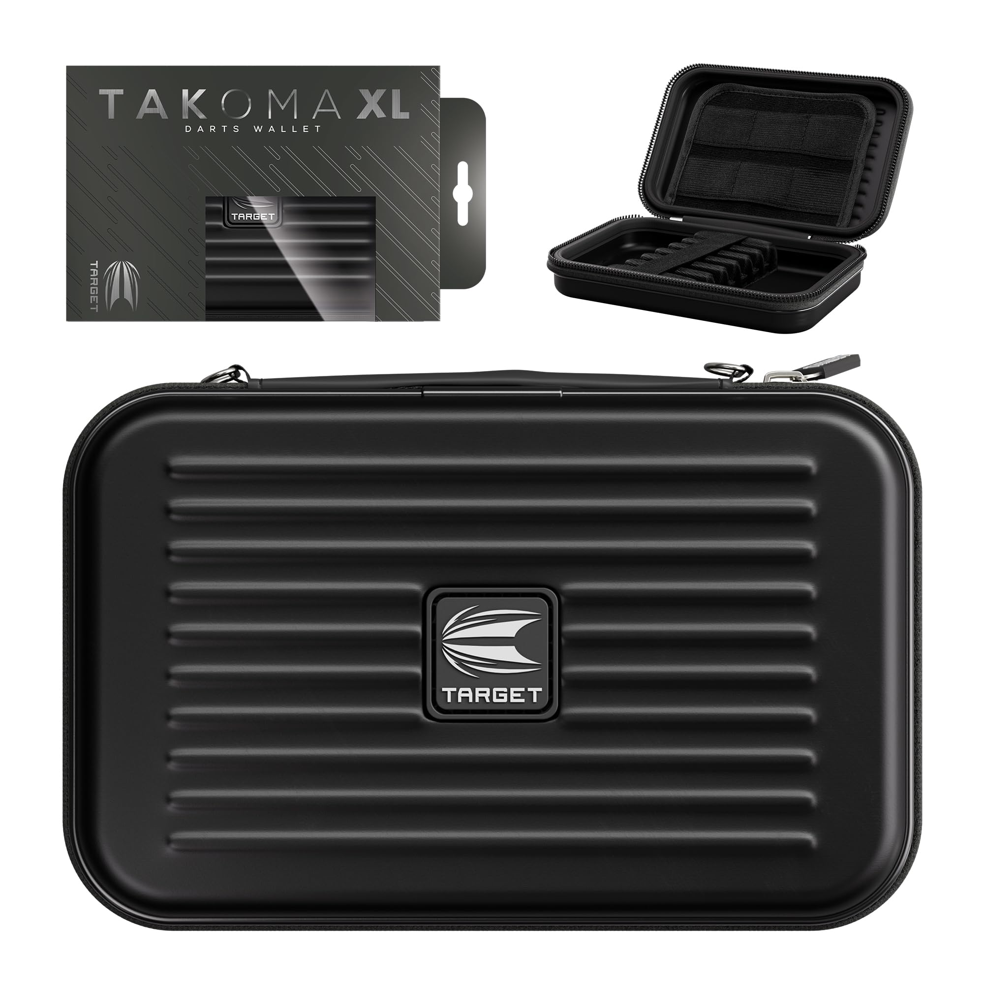 Target Darts Takoma XL Darts Wallet, Black - Darts Case Holds 6 Darts, Protective EVA Dart Holder with Double Zip Lock Inner Pouches - Professional Darts Accessories