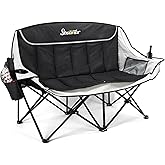 Seaonar Double Camping Chair for Adults Outdoor Folding Chair with 2 Cooler Bags Support 500lbs Heavy Duty Camp Chair for Outdoor Sports Beach - Black&Grey