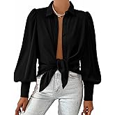 BTFBM Women Fashion Button Down Shirts 2026 V Neck Boho Printed Long Sleeve Blouses Dressy Casual Spring Fall Tops