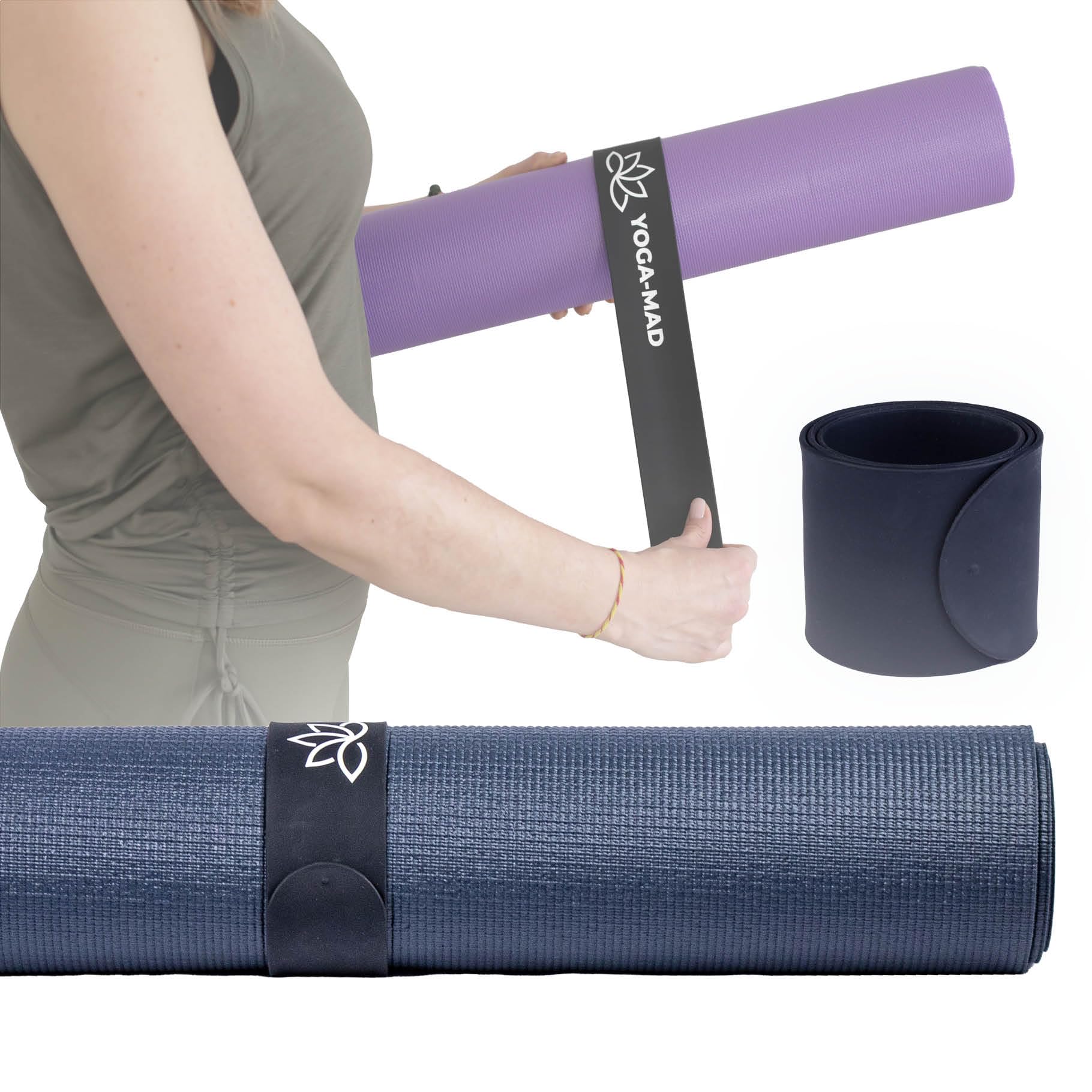 Yoga-Mad Fitness Mat Slap Band | Mat Carrier to keep your Yoga Mat Tightly Rolled in & Secure in Seconds | Fits Most Yoga Mats (50 x 5cm)