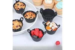 Reusable Silicone Baking Cups, Nonstick Muffin Cupcakes Mold with Double Handle, BPA Free, Mini Round Air Fryer Cupcake Liner
