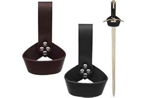 YITOBA 2 Colors Leather Sword Holder, Ring Shape Sword Belt, Retro Style Medieval Belt Accessories for Dagger Holder