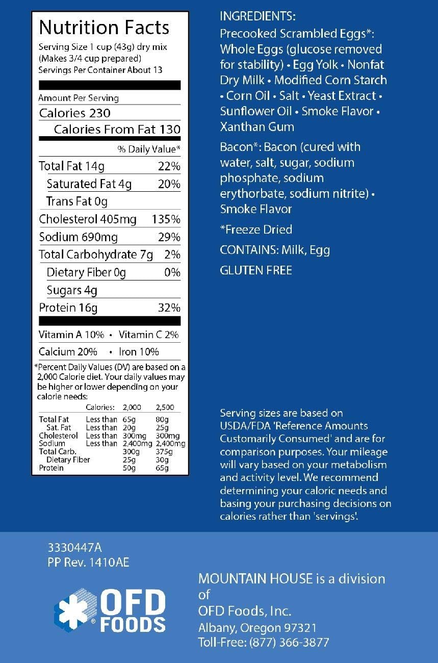 Mountain House Scrambled Eggs With Bacon 10 Can Mres Freeze Dried Food Sporting Goods