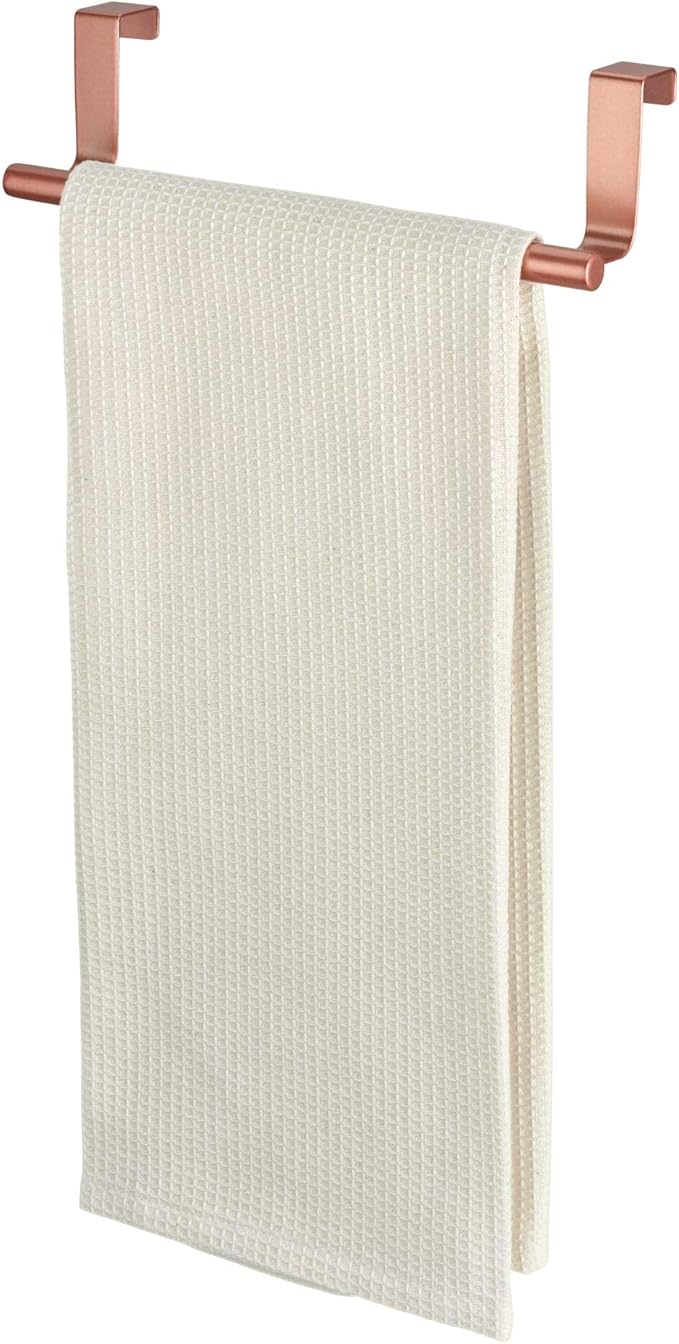 iDesign Towel Rail for Over the Door, Small Copper Hand Towel Holder