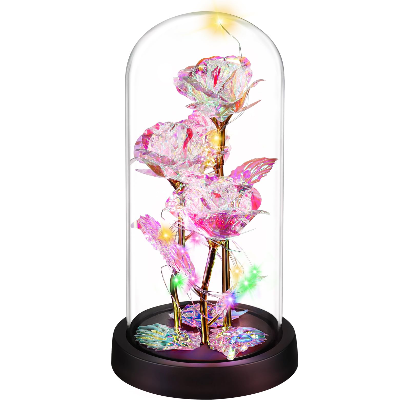 TRYQTYL First Day of School Teacher Gift, Light Up Rose in Glass Dome ...