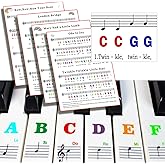 Piano Keyboard Stickers for 88/61/54/49/37 Key, with Piano Sheet Music,Large Letter Piano Key Stickers for Learning, Removable Notes Label for Beginners and Kids,Multicolor