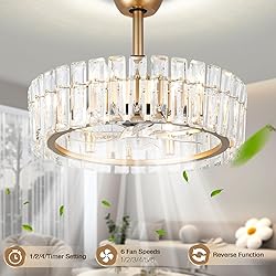 YPQXYHDA 20.7" Modern Crystal Ceiling Fan with
