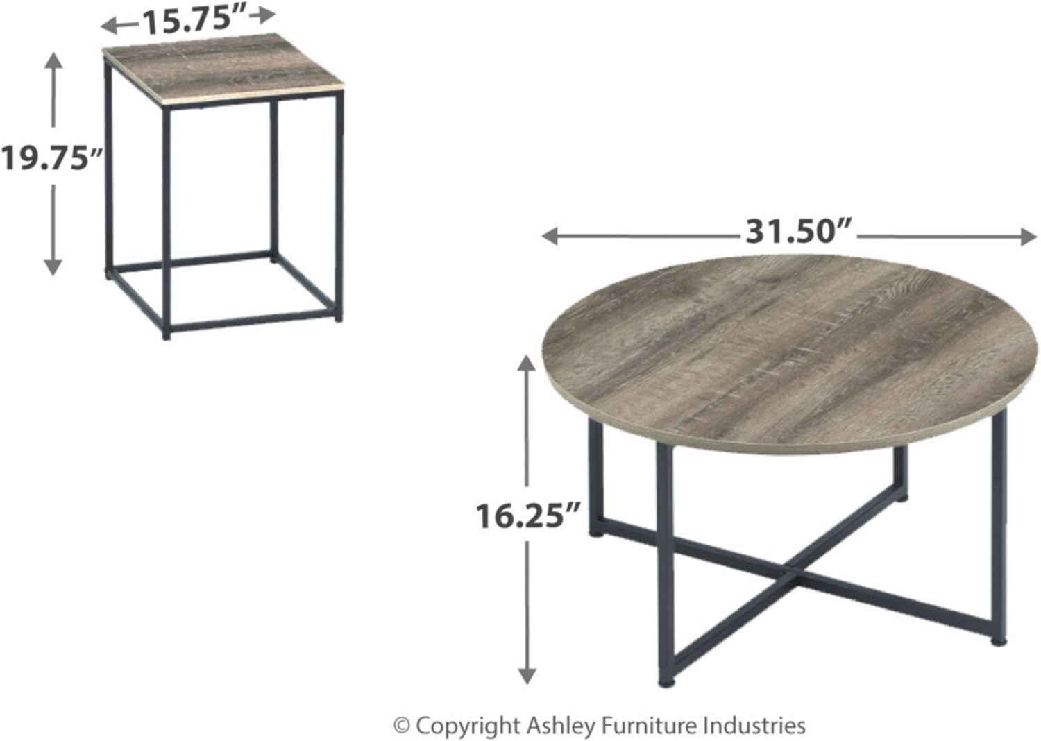 Signature Design by Ashley Ashley Furniture Signature Design - Wadeworth Occasional Table Set Set of 3 - Distressed Style, Two: Furniture & Decor