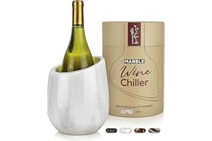 Gusto Nostro Marble Wine Chiller Bucket - 750ml Wine Bottle Cooler and Champagne Chiller for Party, Kitchen, Bar Cart Decor to Chill & Keep Bottles Cold with Unique Wine Lovers Gift Box (White)