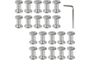 Oedema 20 Sets M5×5mm Chicago Screws Silver Binding Screws Φ6×8mm Stainless Steel Leather Rivets for Belt Buckle, Leather Crafting, DIY Accessories