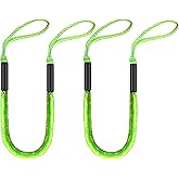 Bungee Dock Line with Loops – Lightweight Elastic Mooring Rope for Quick Docking (2, Green & Yellow, 5 Feet)