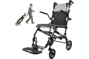 PROTRAVERSE Wheelchairs for Adults,Utral-Lightweight(only 19.4lbs) Transport Chair, Foldable and PortableTravel Wheelchair with Telescopic Handle,Portable FoldingTransfer Wheelchairs for Seniors(Grey)