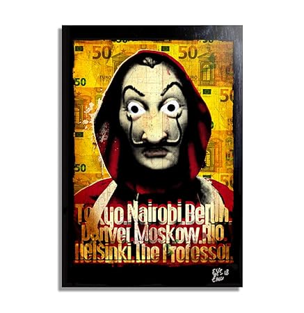 Dalì Maske aus der Haus des Geldes TV-Serie (La Casa de Papel) - Original Gerahmt Fine Art Malerei, Pop-Art, Poster, Leinwand