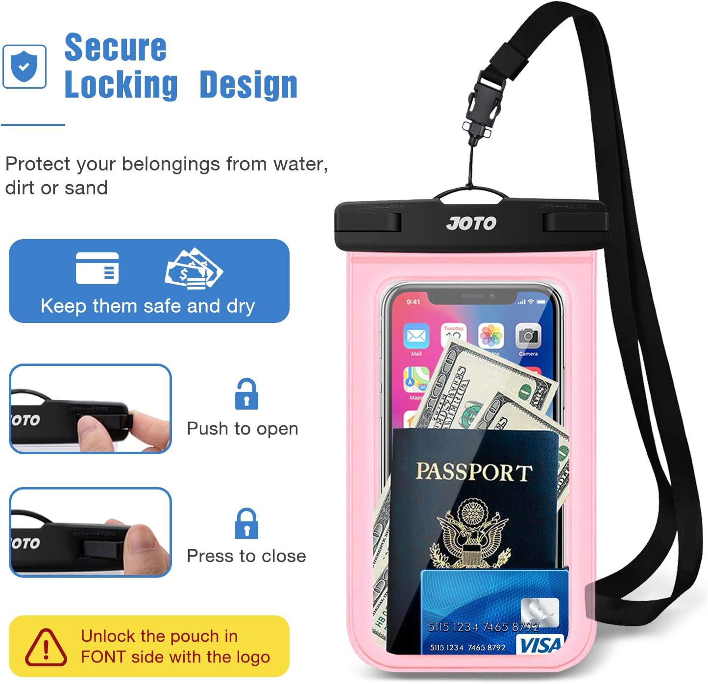 JOTO 2 Pack Waterproof Phone Pouch Case Up to 7" - Image 4
