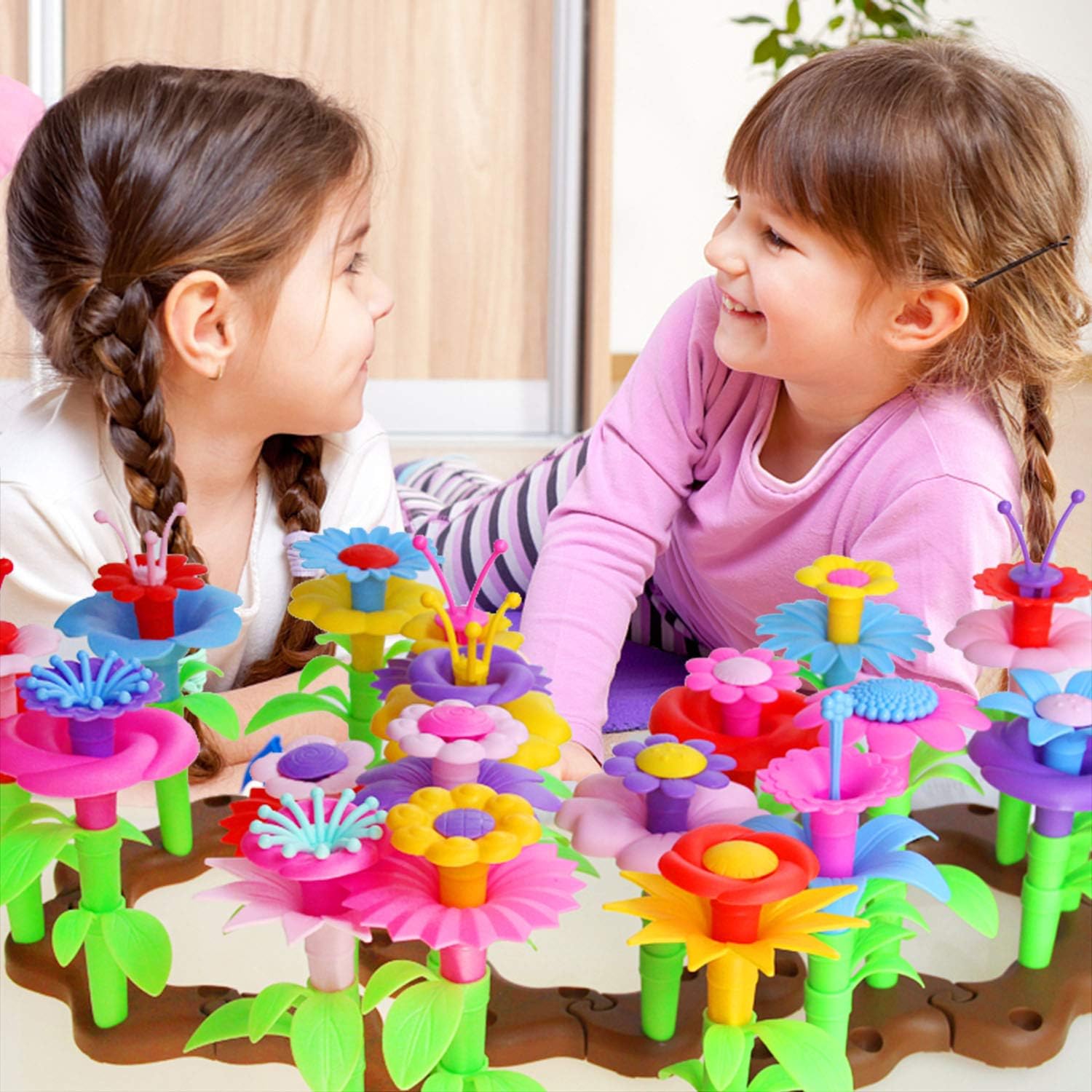 ROSYKIDZ Flower Garden Building Toys for Girls - [ 106 PCS ] STEM Toy Gardening Pretend Play Gift for Kids Age 3 4 5 6 Years Old - Preschool Children Girl Gifts Toys Set with Storage Bag: Toys & Games