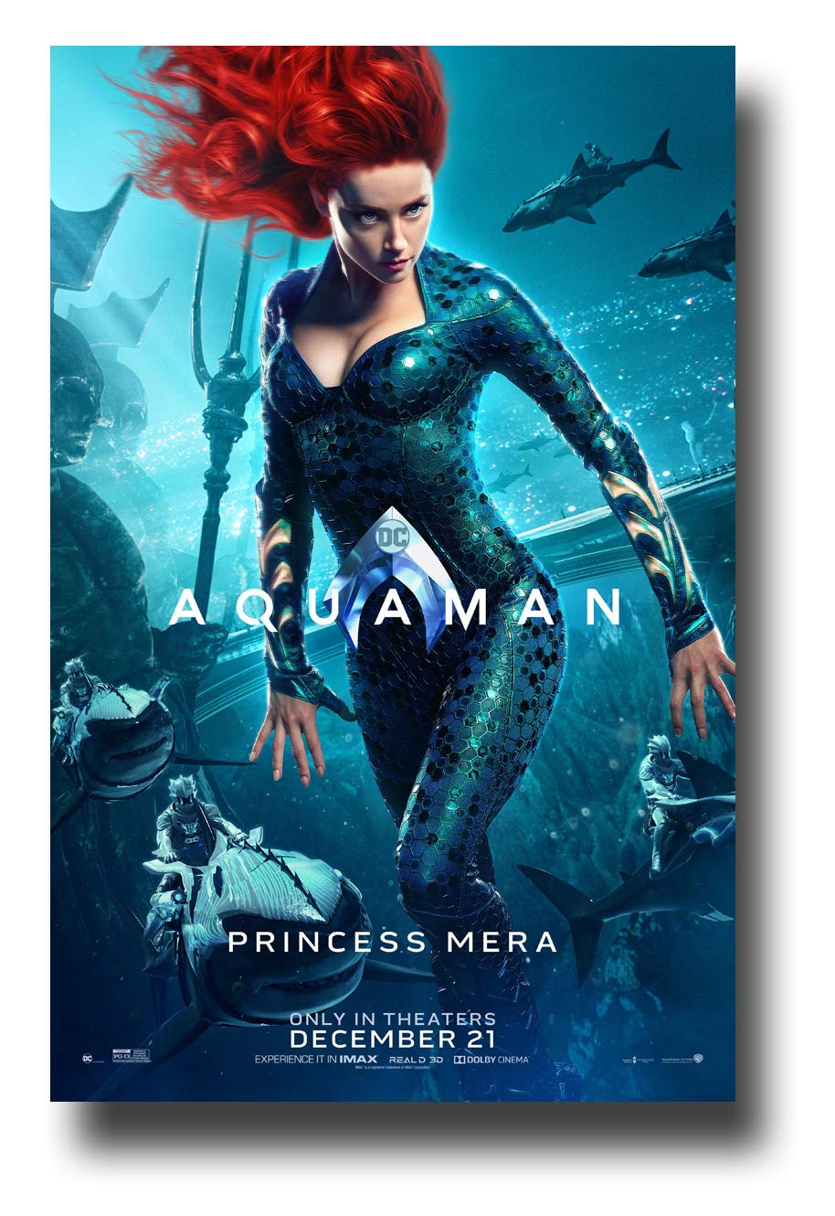 Aquaman Poster Movie Promo 11 x 17 inches Princess Mera Red Hair Under Water