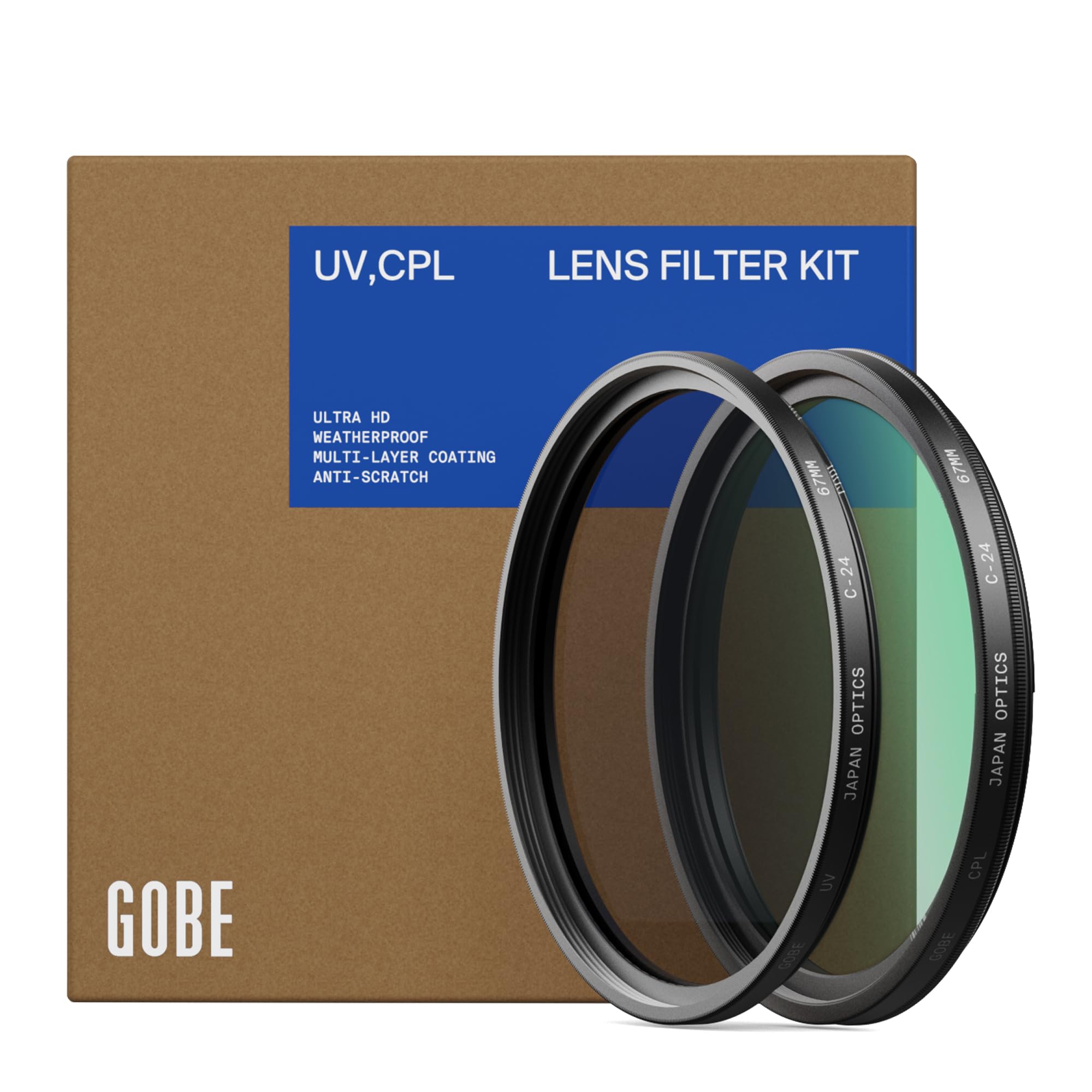 Gobe 37mm UV + Circular Polarising (CPL) Lens Filter Kit