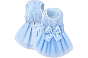 ASENKU Dog Dress Pet Wedding Dress Princess Lace Puppy Birthday Party Outfit Formal Apparel Girl for Small Medium Dogs Cats (Medium, Blue)
