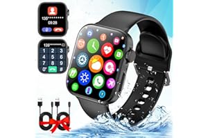 JUNYWELL Smart Watch for Android and iOS Phones Women Men,1.81'' Bluetooth Smartwatch Full Touch Screen Answer/Make Call/Text Waterproof Smart Watches,Fitness Tracker Smart Watches for Outdoor Sports Black