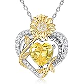 AENEAS Sunflower Necklaces for Women Sterling Silver You Are My Sunshine Necklace Sunflower Birthday Love Heart Mother's Day Gifts for Birthday Mothers Day Christmas Anniversary