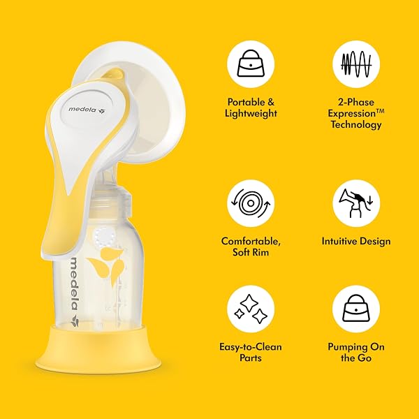MEDELA HARMONY MANUAL BREAST PUMP, COMPACT SWISS DESIGN WITH PERSONALFIT FLEX SHIELDS AND MEDELA’S 2-PHASE EXPRESSION TECHNOLOGY