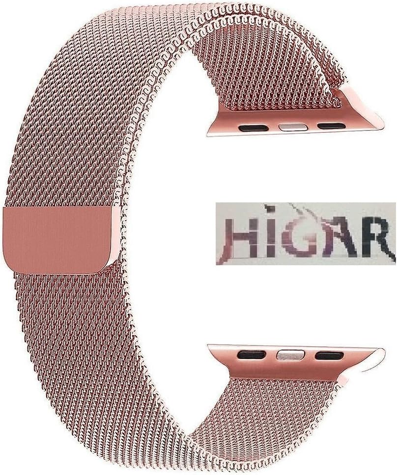 HIGAR Flexible Stainless Steel Magnetic Clasp Wristband Strap Compatible with Apple Watch Series 4, 3, 2, 1 (40mm/38mm, Rose Gold)
