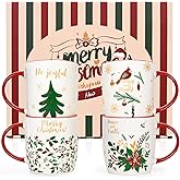 YHRJWN Christmas Coffee Mug Set of 4, Ceramic Tree Mug for Kids Women, Gift Set, Merry Xmas Gifts Ornaments, 11 Oz