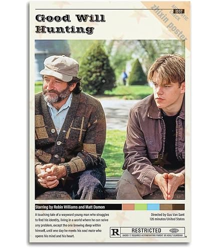 Poster Vintage Good Will Hunting 1997 - Impression Sur Toile 60x90 Cm, Décor Salon Ou Chambre - Style Sans Cadre