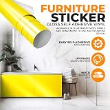 vgoltd Lemon Yellow Gloss Vinyl Wrap 90x500 cm Self-Adhesive Furniture Sticker view 2
