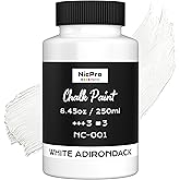 Nicpro All-in-One White Chalk Paint for Furniture, 8.45 oz (250ml) Matte Finish Acrylic Craft Paint, Built-In Primer &amp; Top Coat, Non-Toxic Furniture Paints for Cabinets, Wood, Metal, Home Decor