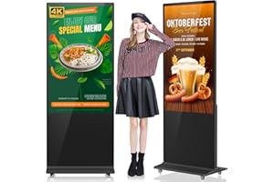 antfraer 55INCH Digital Signage Floor-Standing 4K 600Nits Digital Signage Kiosk, 8GBRAM 64GB ROM Indoor LCD Advertising Display, Android 11.0 OS with WiFi & UHD Inputs Digital Signage Displays