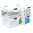 Rubbermaid Cleverstore Home/Office Organization 74 Quart Latching Clear Plastic Storage Tote Container Box Bin w/ Lid for Gar