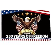 Probsin 250 Anniversary Flag 3x5 Ft American Flag Eagle 1776-2026 250 Years of Freedom Patriotic Yard Signs Party Supplies Hanging Decor for Room House Welcome Photo Backdrop with Brass Grommets
