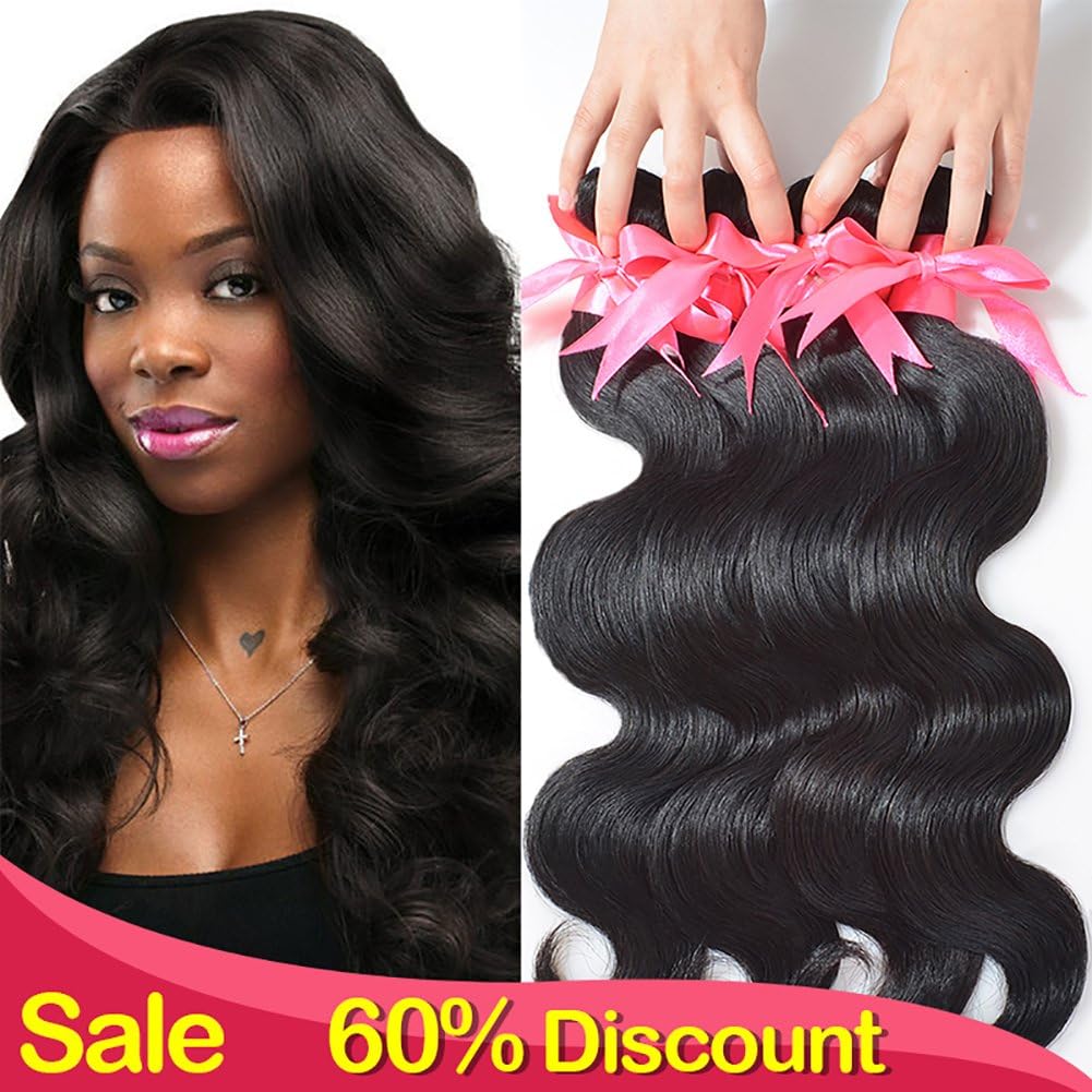 Lin Hair Unprocessed Virgin Brazilian Body Wave Human Hair Extensions Brazilian Natural Hair Weave Weft Bundles #1b 3pcs (16 18 20)