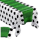 Buryeah 3 Pcs Soccer Themed Tablecloths 54 x 108 Inches Disposable Plastic Table Cover Supplies Rectangular Game Day Tablecloth Field for Tailgate Sports Party (Cute Soccer)