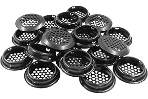 Auvotuis 20Pcs Circular Air Vents Black Soffit Vent, Stainless Steel Round Vent Mesh Hole Louver for Kitchen Bathroom Cabinet Wardrobe, 1.38"(35mm) Mounting Diameter